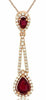 ESTATE 1.32CT DIAMOND & AAA RUBY 14KT ROSE GOLD 3D PEAR SHAPE TEAR DROP PENDANT