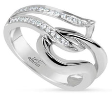 ESTATE .15CT ROUND CUT DIAMOND 18KT WHITE GOLD 3D CLASSIC LOVE KNOT FUN RING