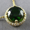 ESTATE LARGE 2.14CT DIAMOND & AAA GREEN GARNET 14KT YELLOW GOLD 3D HALO NECKLACE