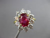 ESTATE LARGE 3.8CT DIAMOND & AAA RUBY 18K YELLOW GOLD & PLATINUM ENGAGEMENT RING
