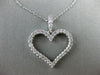 ESTATE LARGE .50CT DIAMOND 14KT WHITE GOLD 3D CLASSIC OPEN HEART LOVE PENDANT