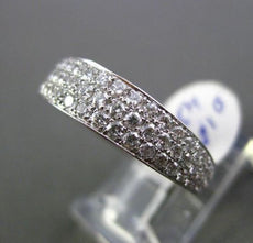 ESTATE WIDE 1.02CT DIAMOND 14K WHITE GOLD 3D GRADUATING WEDDING ANNIVERSARY RING