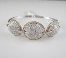 ANTIQUE WIDE DIAMOND 18KT ROSE WHITE GOLD CIRCLE BANGLE