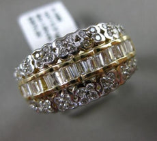 ESTATE WIDE 1CT ROUND & BAGUETTE DIAMOND 14KT YELLOW GOLD FLOWER BUTTERFLY RING