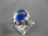 ANTIQUE PLATINUM 14.0CT DIAMOND & CABOCHON SAPPHIRE FILIGREE ENGAGEMENT RING E/F