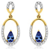 ESTATE .62CT DIAMOND & AAA TANZANITE 14KT YELLOW GOLD 3D OVAL HANGING EARRINGS