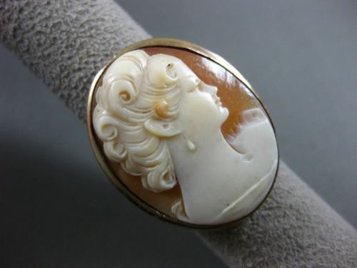 ESTATE LARGE 14KT YELLOW GOLD 3D HANDCRAFTED FILIGREE OPEN HEART LADY CAMEO RING