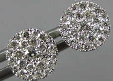 ESTATE .50CT DIAMOND 14KT WHITE GOLD 3D ROUND SOLITAIRE CLUSTER STUD EARRINGS