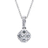 ESTATE .63CT ROUND DIAMOND 18KT WHITE GOLD 3D CLASSIC CLUSTER SQUARE PENDANT