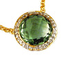 ESTATE 4.08CT DIAMOND & AAA GREEN AMETHYST 14KT YELLOW GOLD CLASSIC HALO PENDANT