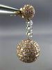 ESTATE 7.13CT WHITE & PINK DIAMOND 18KT WHITE & ROSE GOLD BALL HANGING EARRINGS