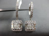 ESTATE LARGE 1.50CT DIAMOND 18KT WHITE GOLD 3D SQUARE CLUSTER HANGING EARRINGS