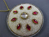 ANTIQUE LARGE 6.0CT DIAMOND AAA RUBY & PEARL ENAMEL 18KT YELLOW GOLD 3D PENDANT