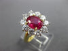 ESTATE LARGE 3.8CT DIAMOND & AAA RUBY 18K YELLOW GOLD & PLATINUM ENGAGEMENT RING