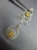 ESTATE 1.21CT WHITE & FANCY YELLOW DIAMOND 18K 2 TONE GOLD OVAL HANGING EARRINGS