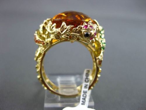 ANTTIQUE LARGE 13.22CT DIAMOND & GEMSTONES 18K YELLOW GOLD EXTRA FACET 3D RING