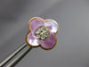 ESTATE .06CT DIAMOND & AAA MOTHER OF PEARL 14KT ROSE GOLD 4 CLOVER STUD EARRINGS