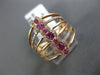 ESTATE WIDE .67CT DIAMOND & AAA PINK SAPPHIRE 14KT ROSE GOLD MULTI ROW WAVE RING