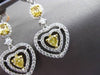 ESTATE LARGE 2.34CT FANCY DIAMOND 18K 2 TONE GOLD TRIPLE HEART HANGING EARRINGS