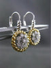 ESTATE LARGE .52CT DIAMOND 14KT WHITE & YELLOW GOLD 3D CIRCULAR CLUSTER EARRINGS