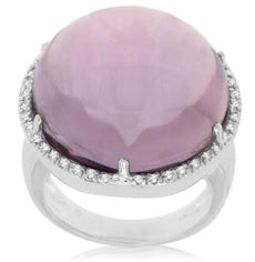 .50CT DIAMOND & AAA AMETHYST 14KT WHITE GOLD ROUND DOME SHAPE HALO CLASSIC RING