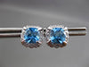 ESTATE 2.87CT DIAMOND & AAA BLUE TOPAZ 14KT WHITE GOLD SQUARE HALO STUD EARRINGS