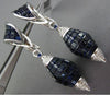 ESTATE LARGE 34.30CT DIAMOND & AAA SAPPHIRE 18KT WHITE GOLD 3D HANGING EARRINGS