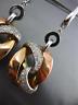 ESTATE LARGE .50CT DIAMOND 14KT WHITE & ROSE GOLD 3D LOVE KNOT HANGING EARRINGS