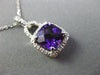 ESTATE 2.15CT DIAMOND & AMETHYST 14KT WHITE GOLD 3D SQUARE HALO FLOATING PENDANT