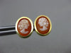 ESTATE OVAL 14KT YELLOW GOLD HANDCRAFTED LADY SHELL CAMEO EARRINGS 10mm #19573