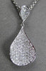 ESTATE LARGE .45CT DIAMOND 14KT WHITE GOLD 3D PEAR FLOATING DROP PENDANT & CHAIN