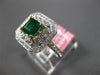 ESTATE 1.30CT DIAMOND & AAA EMERALD 18KT 2 TONE GOLD 3D FILIGREE ENGAGEMENT RING