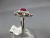 ESTATE WIDE 2.04CT DIAMOND & AAA RUBY 14KT WHITE GOLD 3D OVAL FLOWER FUN RING