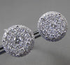 ESTATE LARGE 1.08CT DIAMOND 18KT WHITE GOLD CLUSTER HALO FILIGREE STUD EARRINGS