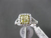 ESTATE 1.52CT WHITE & GIA FANCY YELLOW DIAMOND 18K 2 TONE GOLD 3D ENGAGMENT RING