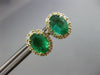 ESTATE 2.12CT DIAMOND & AAA EMERALD 14KT YELLOW GOLD 3D OVAL HALO STUD EARRINGS