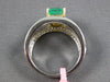 ESTATE LARGE 1.38CT DIAMOND & AAA EMERALD 18KT WHITE GOLD SQUARE ENGAGEMENT RING