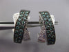 ESTATE LARGE 1.18CT WHITE & BLUE DIAMOND 14K WHITE BLACK GOLD 3D X LOVE EARRINGS