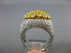 ESTATE LARGE 4.63CT WHITE & FANCY YELLOW DIAMOND 18K 2 TONE GOLD 3D CLUSTER RING