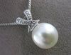 ESTATE .08CT DIAMOND & SOUTH SEA PEARL 14KT WHITE GOLD 3D BUTTERFLY LOVE PENDANT