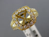 LARGE 1.52CT DIAMOND 14KT YELLOW GOLD 3D SQUARE HALO SEMI MOUNT ENGAGEMENT RING