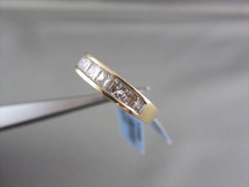 ESTATE 4MM 1.0CT DIAMOND PRINCESS CUT 14KT YELLOW GOLD WEDDING ANNIVERSARY RING