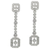 ESTATE .91CT DIAMOND 18KT WHITE GOLD 3D FILIGREE SQUARE & ROUND HANGING EARRINGS