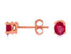ESTATE .90CT AAA RUBY 14KT ROSE GOLD 3D CLASSIC SOLITAIRE OVAL STUD EARRINGS