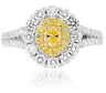 ESTATE 1.62CT WHITE & FANCY YELLOW DIAMOND 18KT GOLD OVAL HALO ENGAGEMENT RING