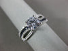 ESTATE 1.36CT DIAMOND & AAA SAPPHIRE 14K WHITE GOLD 3D MULTI ROW ENGAGEMENT RING