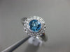 ESTATE WIDE 1.27CT DIAMOND & AAA BLUE TOPAZ 14KT WHITE GOLD HALO ENGAGEMENT RING