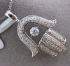 ESTATE LARGE .50CT DIAMOND 14KT WHITE GOLD 3D SOLITAIRE FLOATING CHAMSA PENDANT