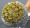 ESTATE LARGE 4.63CT WHITE & FANCY YELLOW DIAMOND 18K 2 TONE GOLD 3D CLUSTER RING