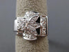 ANTIQUE WIDE .35CT OLD MINE DIAMOND 14KT WHITE GOLD LEAF ENGAGEMENT RING #16789